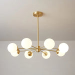 Glass Globe Chandelier Brass Finish Adjustable Suspension