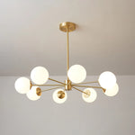 Glass Globe Chandelier Brass Finish Adjustable Suspension