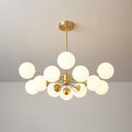 Glass Globe Chandelier Brass Finish Adjustable Suspension