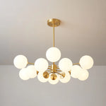 Glass Globe Chandelier Brass Finish Adjustable Suspension