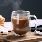 Glass Mug Double-Wall Borosilicate 8.45 Oz Microwave-Safe