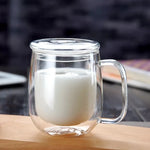 Glass Mug Double-Wall Borosilicate 8.45 Oz Microwave-Safe