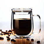 Glass Mug Double-Wall Borosilicate 8.45 Oz Microwave-Safe