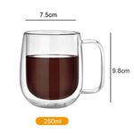 Glass Mug Double-Wall Borosilicate 8.45 Oz Microwave-Safe
