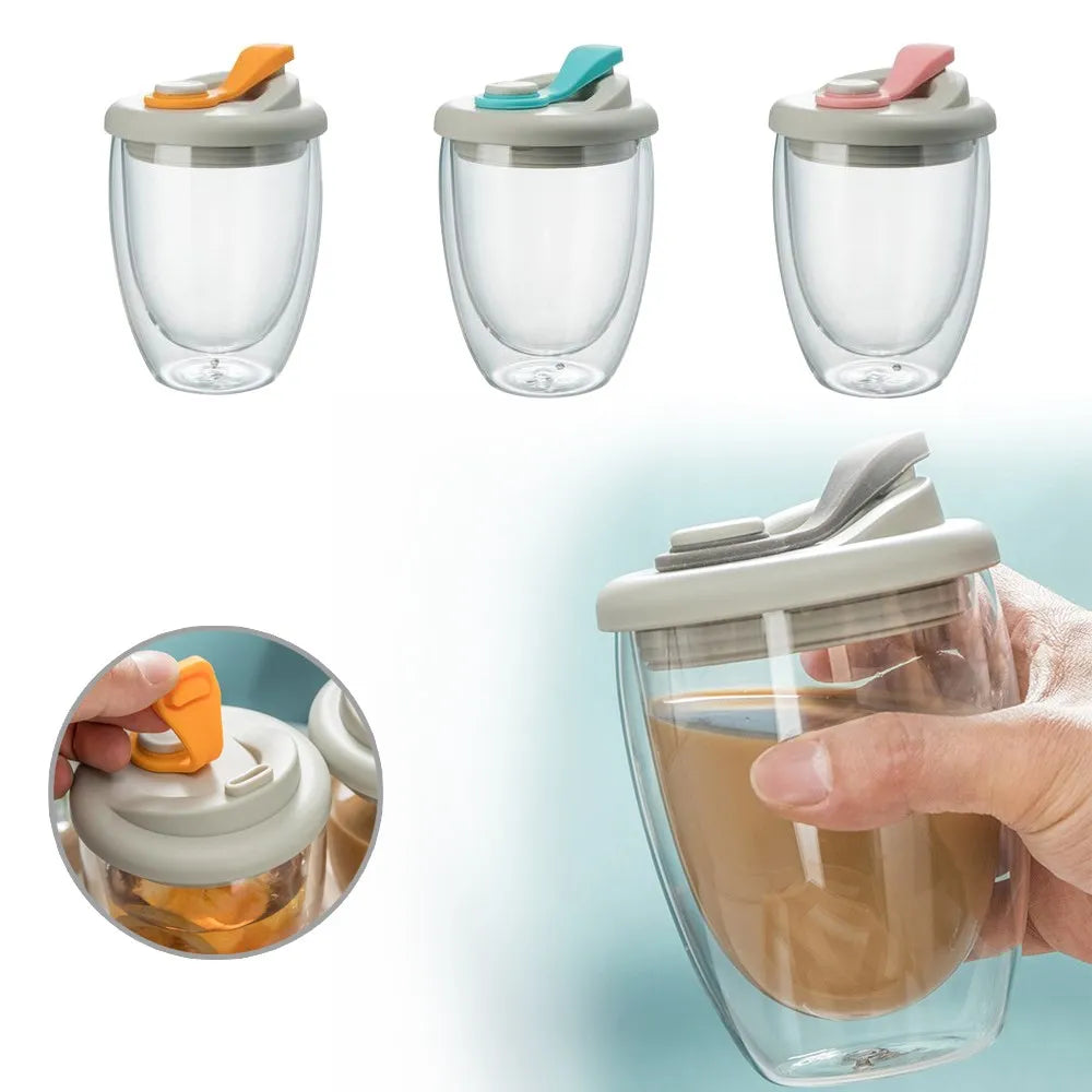 Glass Mug Double Wall Borosilicate Leak-Proof