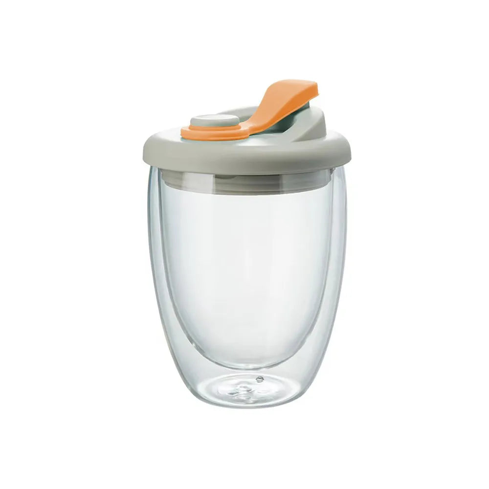 Glass Mug Double-Wall Borosilicate Leak-Proof Lid