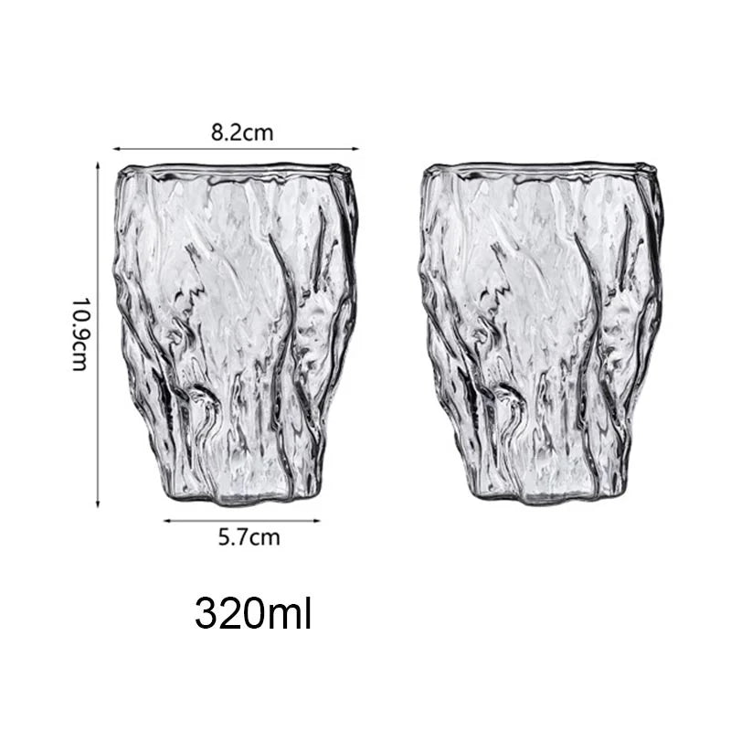 Glass Mug Hammered Texture 10.8 Fl Oz
