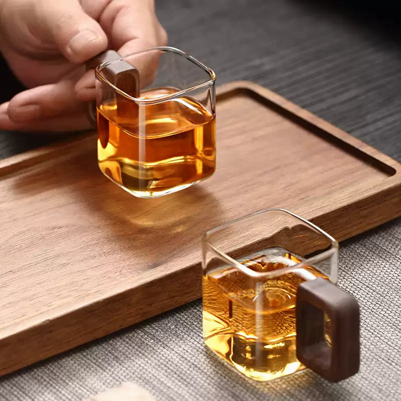 Glass Mug Heat-Resistant Borosilicate Square Design 3 Oz