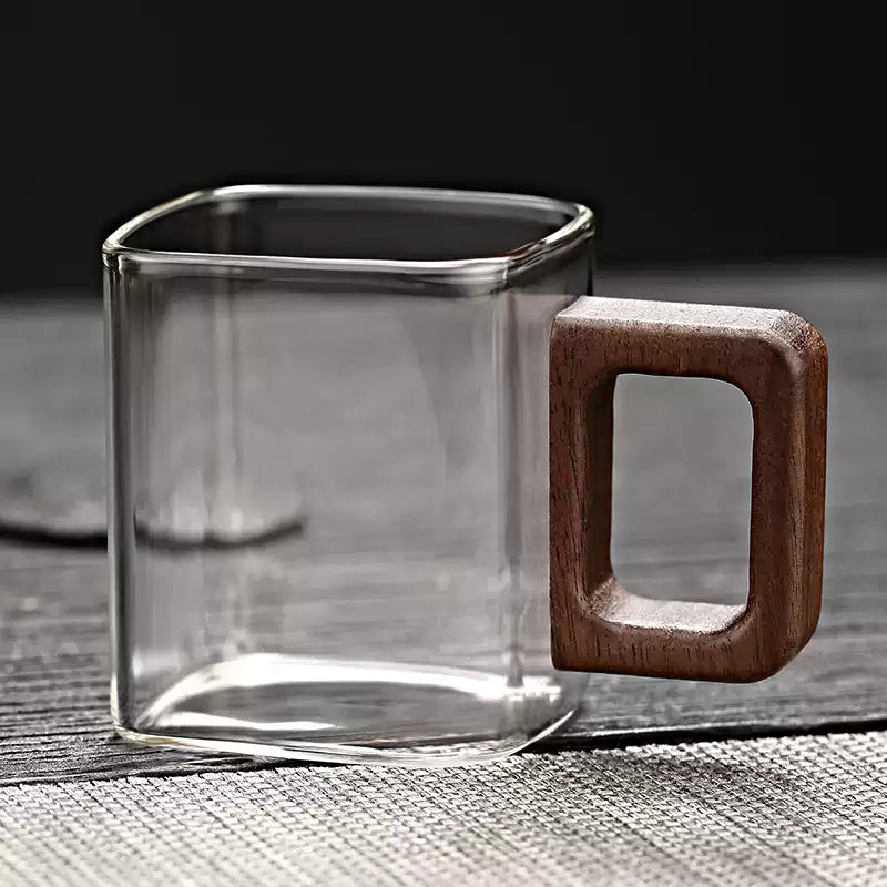 Glass Mug Heat-Resistant Borosilicate Square Design 3 Oz