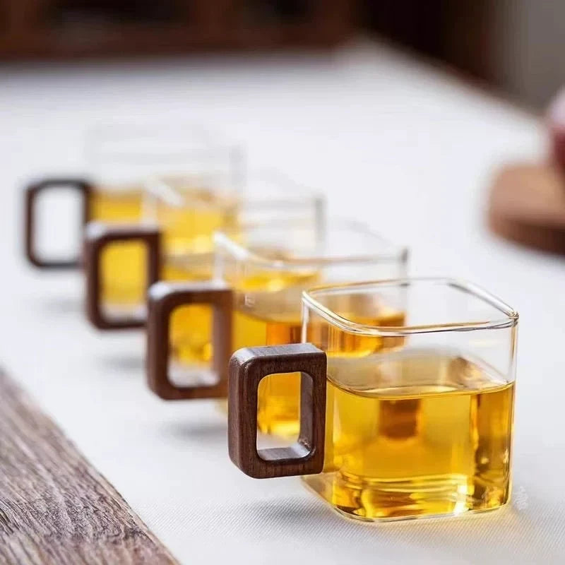 Glass Mug Heat-Resistant Borosilicate Square Design 3 Oz