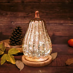 Glass Pumpkin Lamp Hand-Blown Warm White Light With Timer