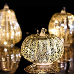 Glass Pumpkin Lamp Hand-Blown Warm White Light With Timer