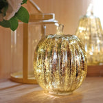 Glass Pumpkin Lamp Hand-Blown Warm White Light With Timer