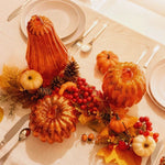 Glass Pumpkin Lamp Hand-Blown Warm White Light With Timer