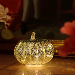 Glass Pumpkin Lamp Hand-Blown Warm White Light With Timer
