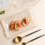 Glass Serving Plate Ice-Like Irregular Shape