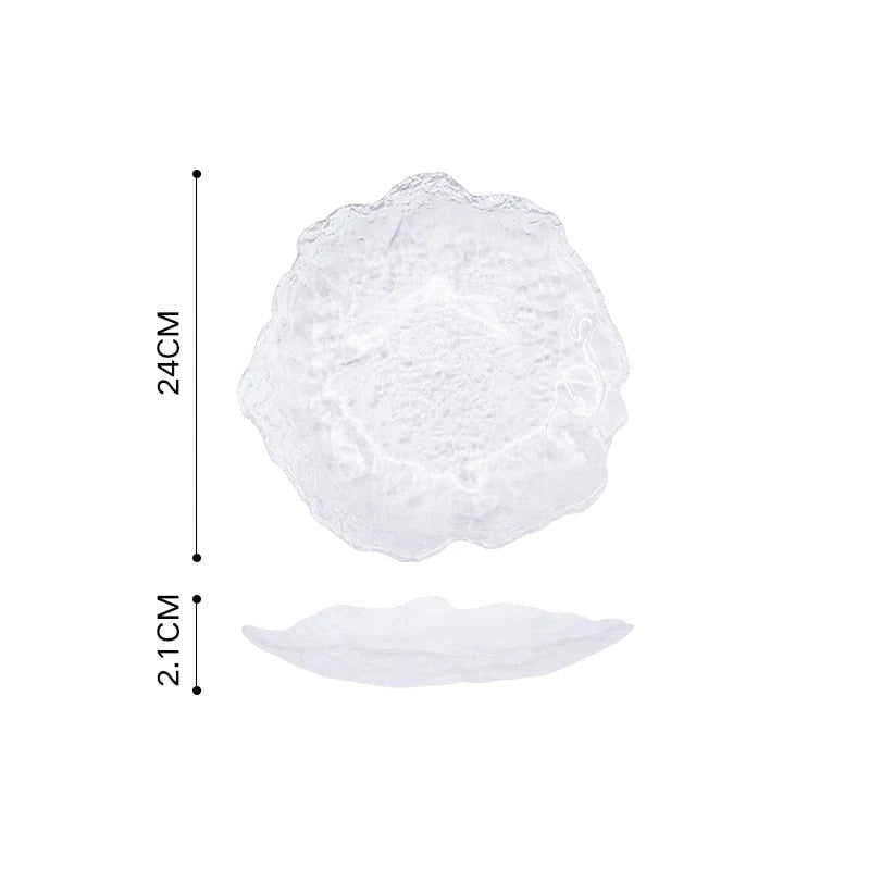 Glass Serving Plate Ice-Like Irregular Shape