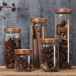 Glass Storage Jars Stackable Acacia Lids & Silicone Seal