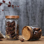 Glass Storage Jars Stackable Acacia Lids & Silicone Seal