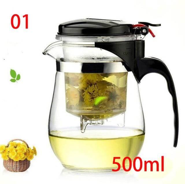 Glass Teapot Heat-Resistant With 80-Hole Stainless Steel Infuser
