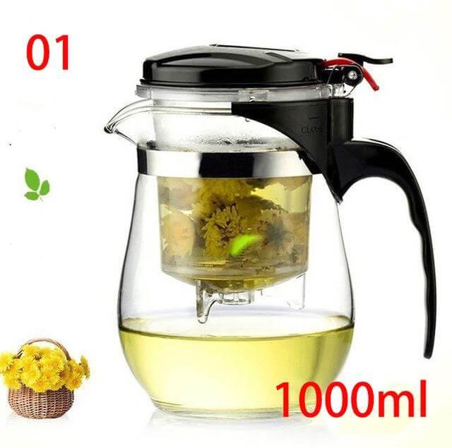Glass Teapot Heat-Resistant With 80-Hole Stainless Steel Infuser