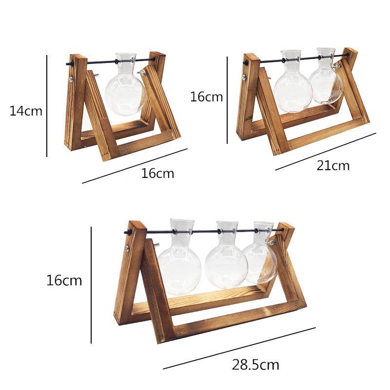 Glass Terrarium Wooden Frame Hydroponic Vase