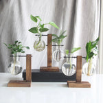 Glass Vase Clear Glass Wooden Stand Tabletop Décor