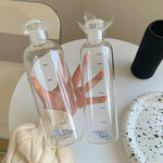 Glass Water Bottle Time-Scale Heat-Resistant Leak-Proof Lid