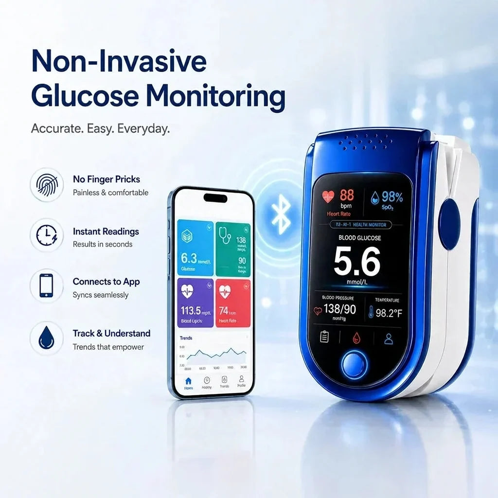 Glucose Monitor Non-Invasive Digital Display With History