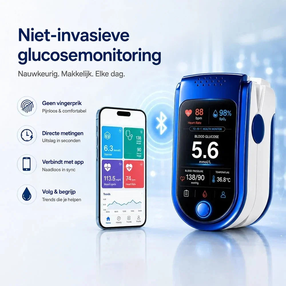 Glucose Monitor Non-Invasive Laser Technology Clear Display