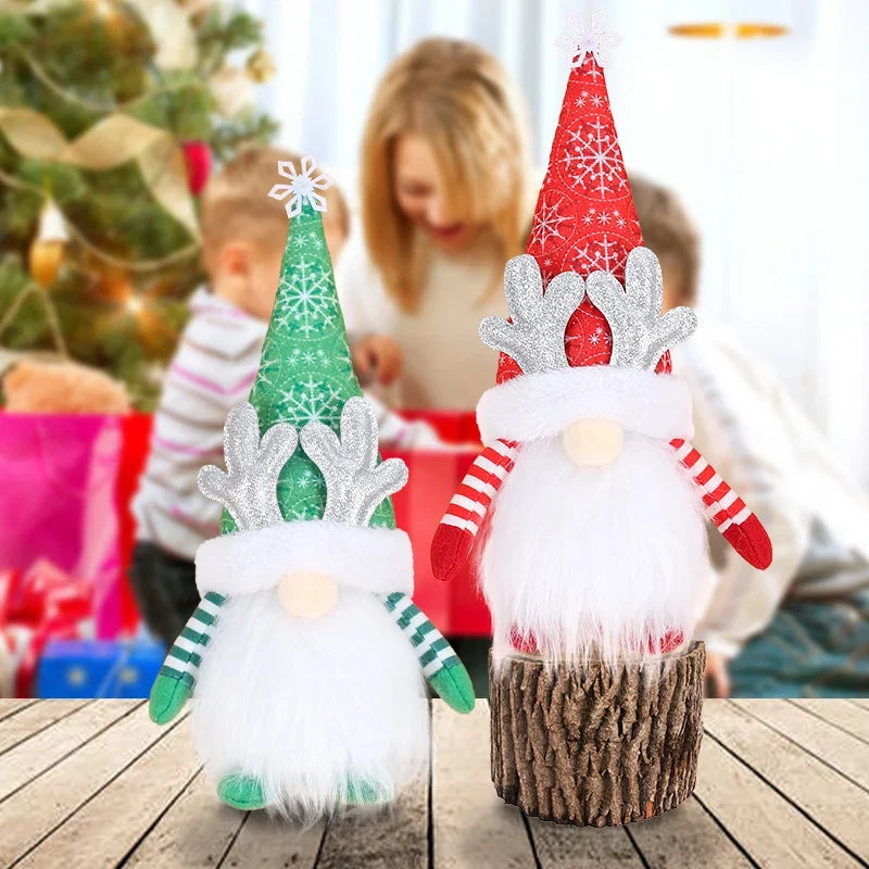 Gnome Figurine Snowflake Hat & Sparkling Antlers