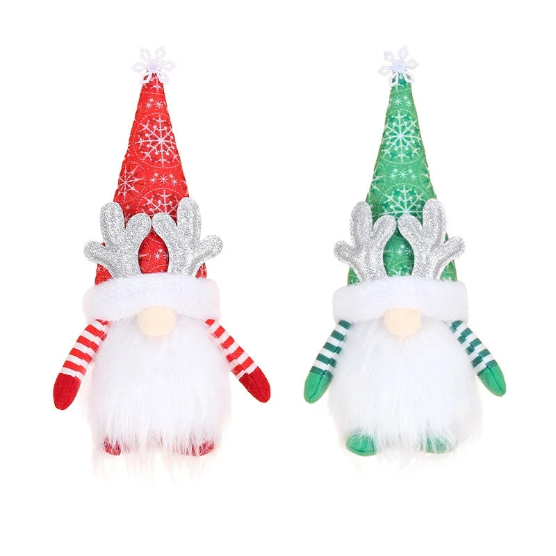 Gnome Figurine Snowflake Hat & Sparkling Antlers