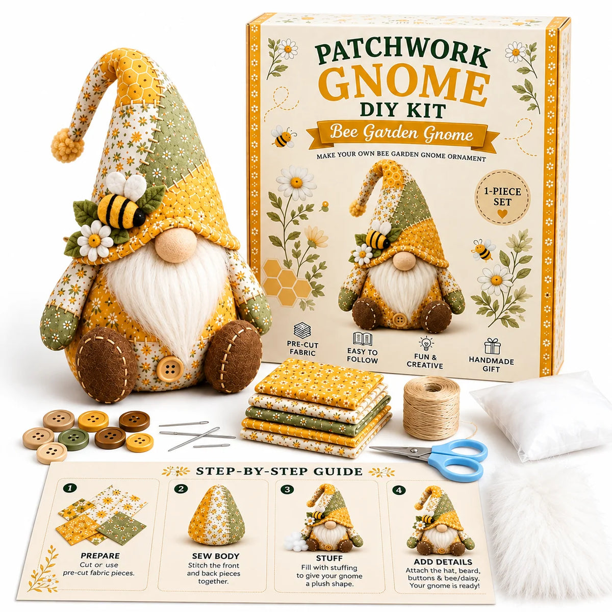 Gnome Sewing Kit Patchwork Hand-Sewing DIY