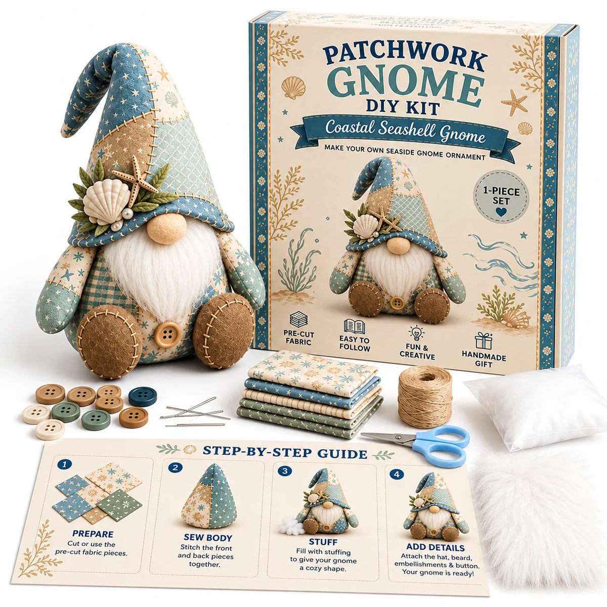 Gnome Sewing Kit Patchwork Hand-Sewing DIY