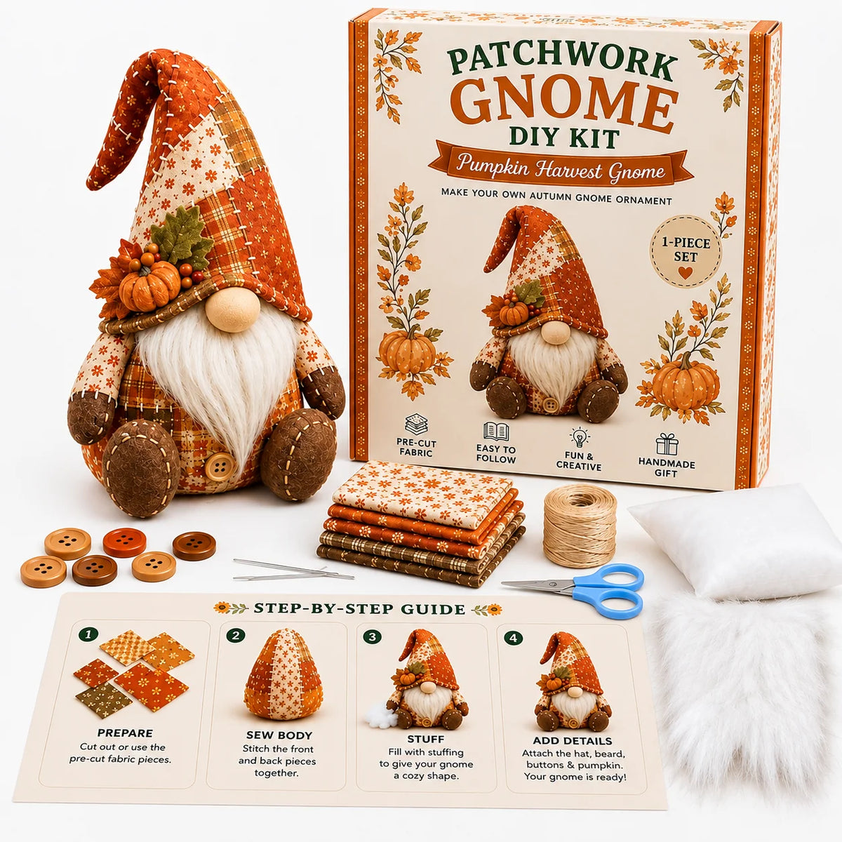 Gnome Sewing Kit Patchwork Hand-Sewing DIY