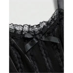 Gothic Corset Dress Lace Trim Layered Skirt