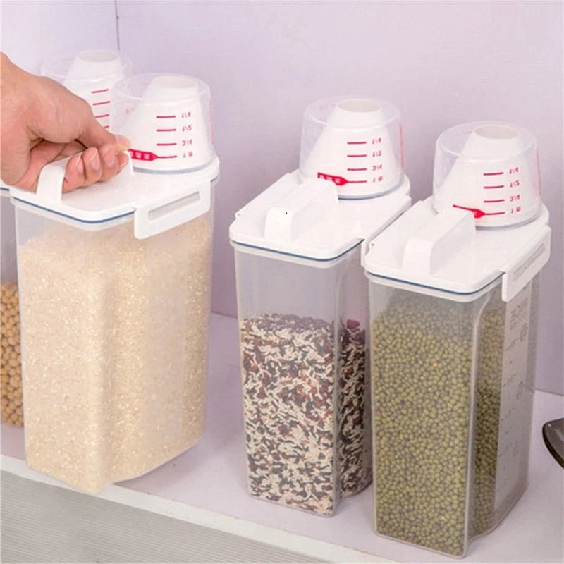 Grain Storage Container Measuring Cup Lid Refrigerator-Friendly Design