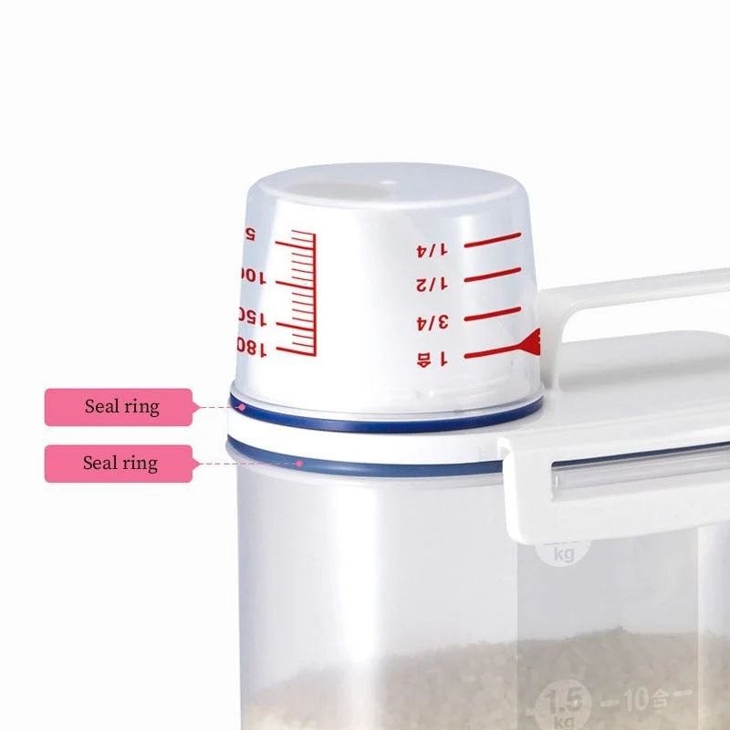 Grain Storage Container Measuring Cup Lid Refrigerator-Friendly Design