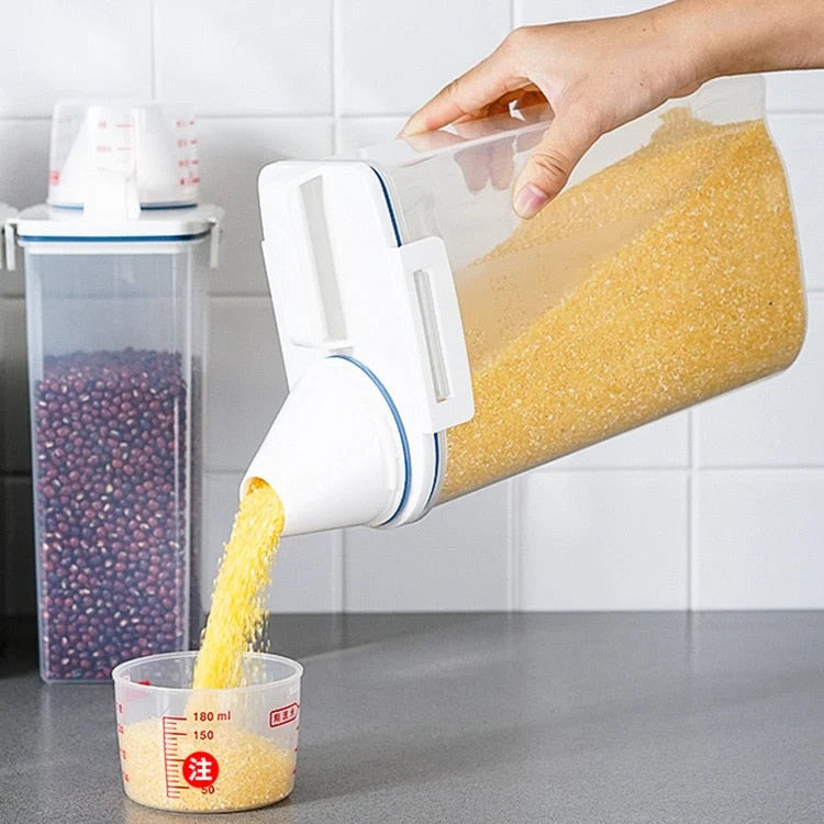 Grain Storage Container Measuring Cup Lid Refrigerator-Friendly Design