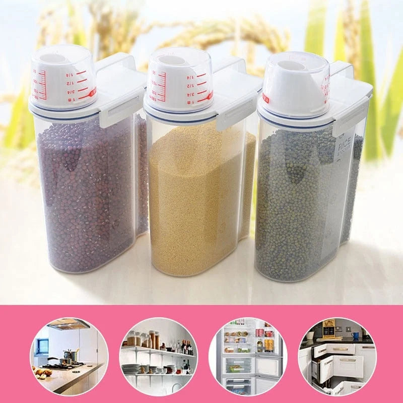 Grain Storage Container Measuring Cup Lid Refrigerator-Friendly Design
