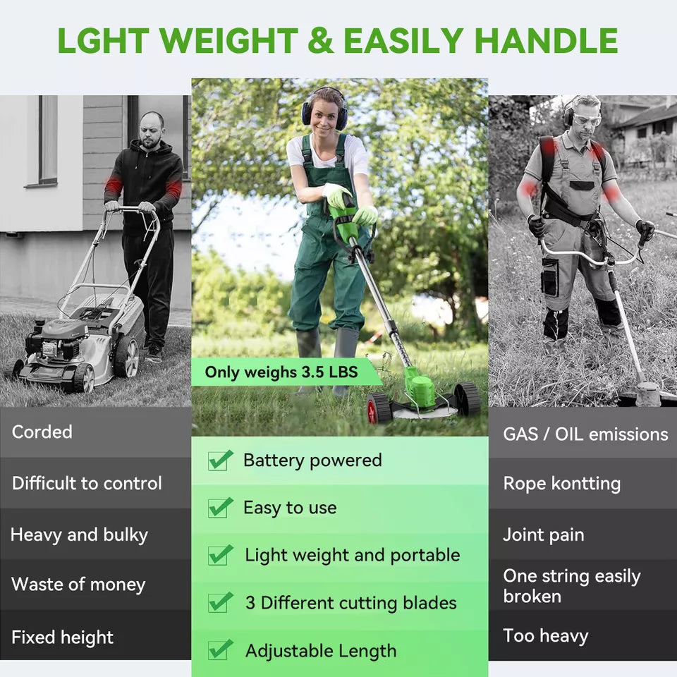 Grass Trimmer Cordless 4-In-1 Telescopic Pole