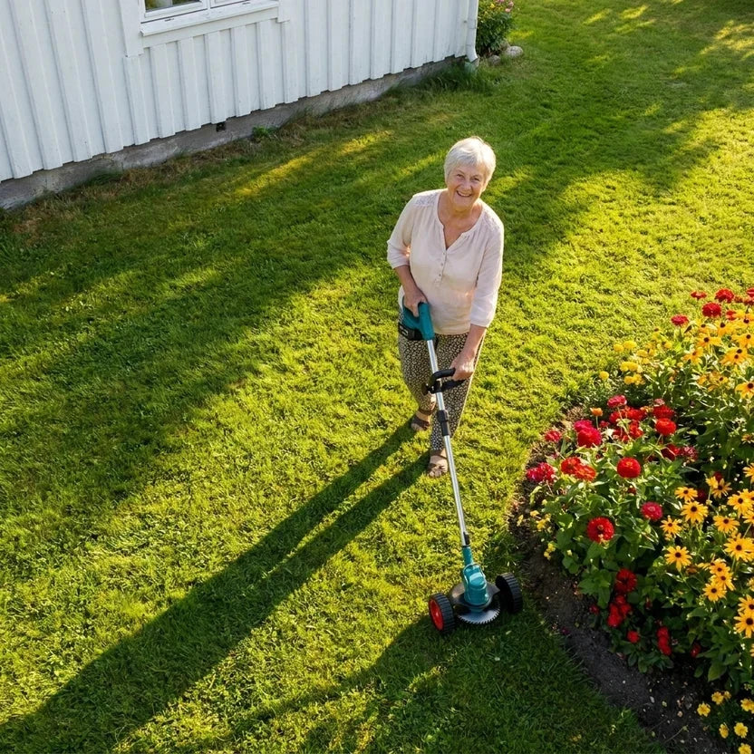 Grass Trimmer Cordless Adjustable Shaft Wheels & Swivel Head