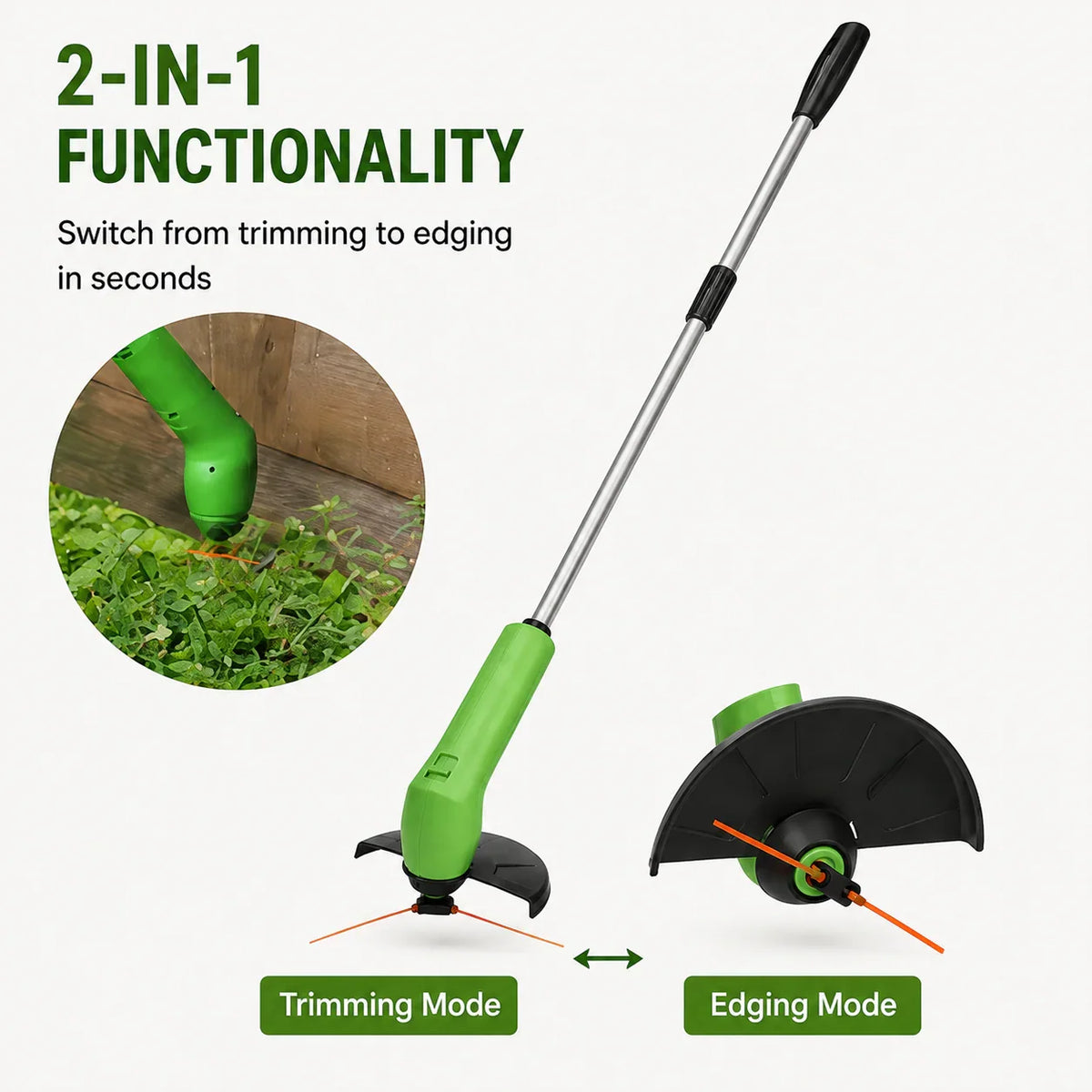 Grass Trimmer Cordless Lightweight Adjustable Cutting Head
