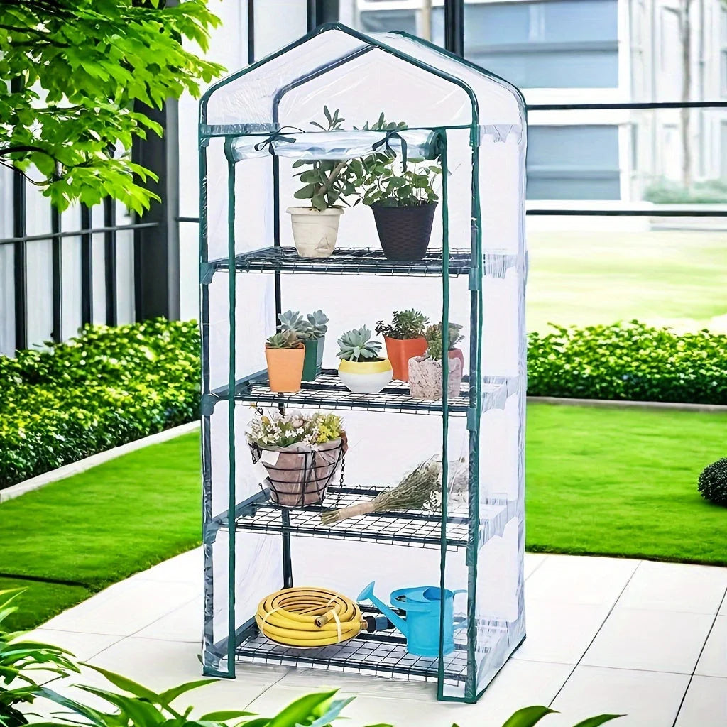 Greenhouse Cover 4-Tier Clear PVC Waterproof Zipper Front