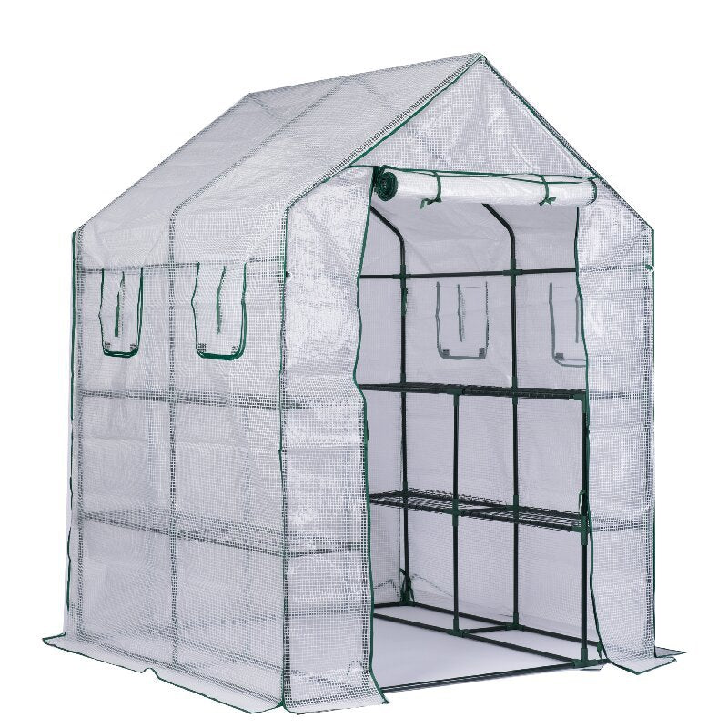 Greenhouse Portable Weather-Resistant Transparent Cover Double-Zippered Doors