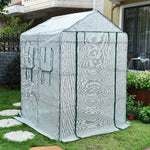 Greenhouse Portable Weather-Resistant Transparent Cover Double-Zippered Doors