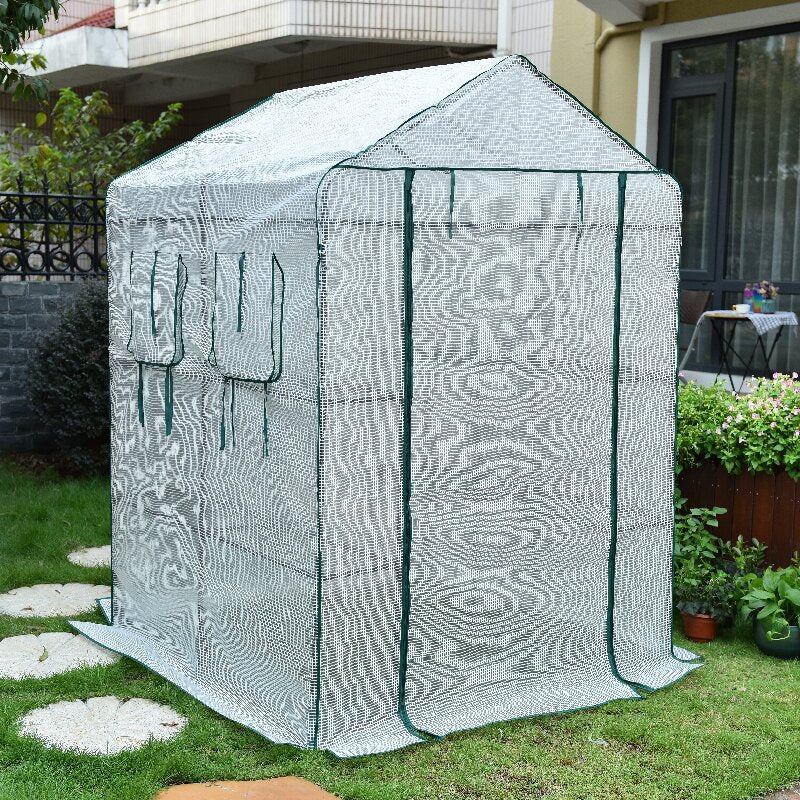 Greenhouse Portable Weather-Resistant Transparent Cover Double-Zippered Doors