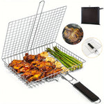 Grill Basket Foldable Stainless Steel Locking Handle