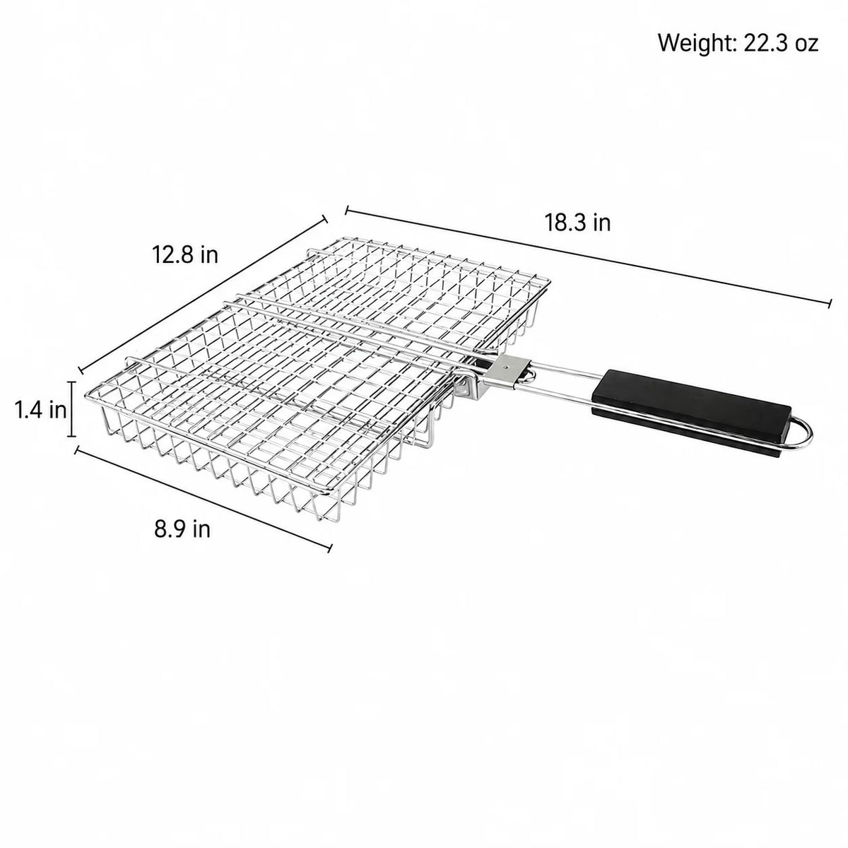 Grill Basket Foldable Stainless Steel Locking Handle