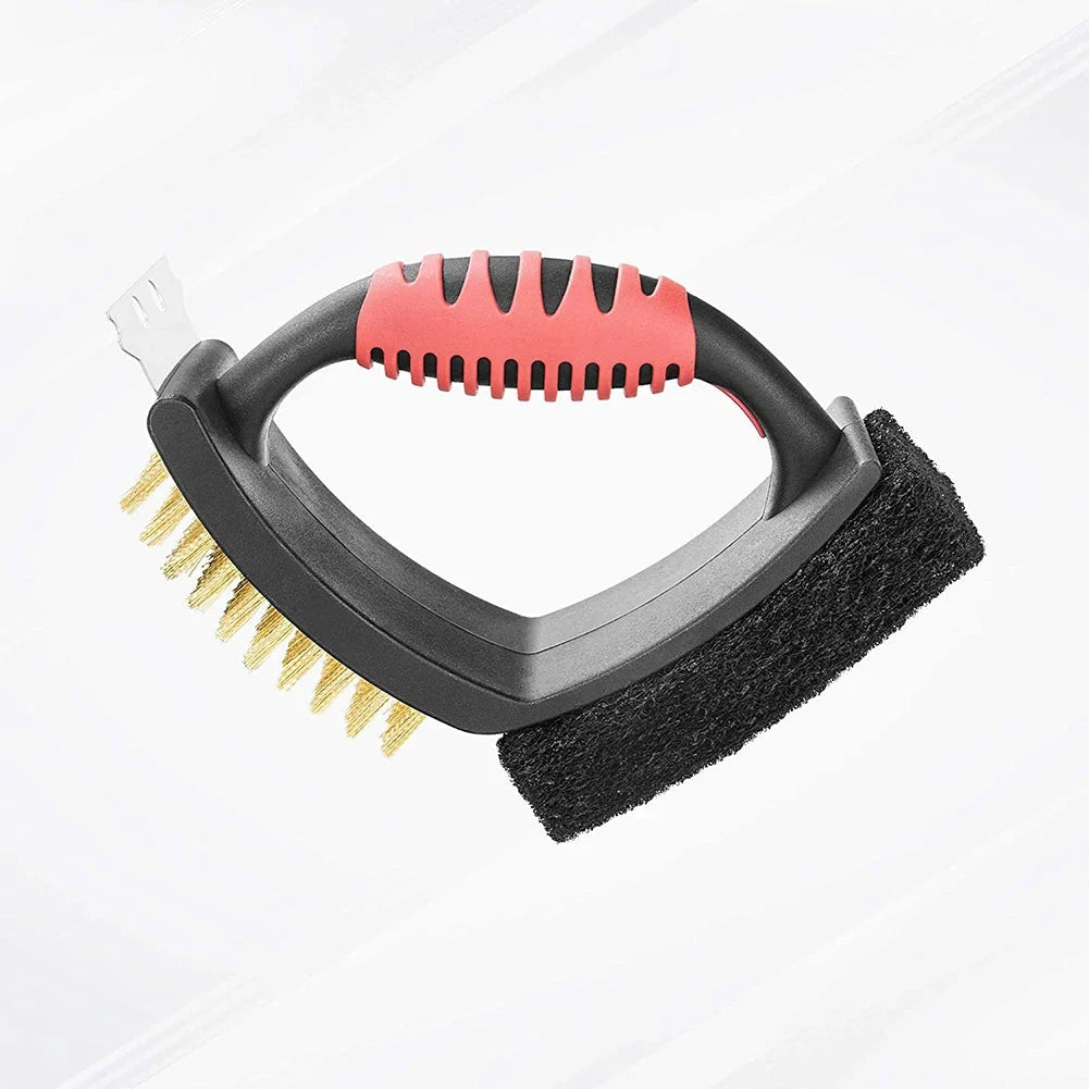 Grill Brush 3-In-1 Brass Bristles & Copper Scraper